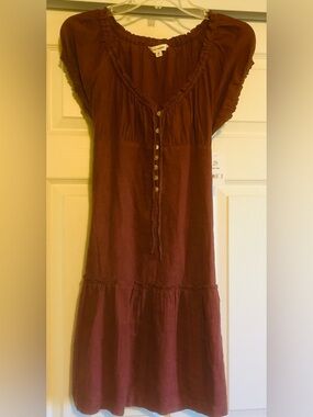 NWT M Lucky Brand linen Short-Sleeve Button Front Women's Dress